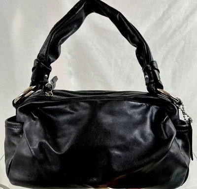 COACH Black PLEATED LEATHER SHOULDER BAG/PURSE/HANDBAG/BAG Parker slouchy hobo - Image 1 of 4