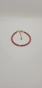 Gold-Plated Silver Italian Natural Red Coral Bracelet - Picture 1 of 1