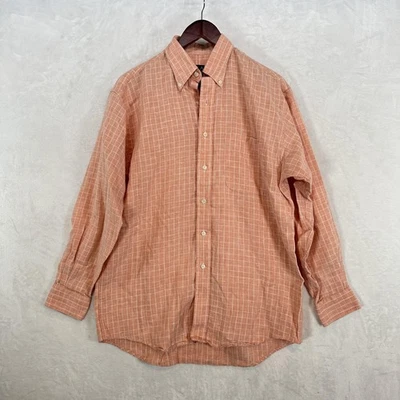 Camisa Jos A Bank Para Hombre Mediana Naranja Lino Botones Ventana Manga Larga Foto 1 de 4