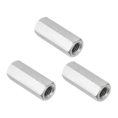 3 Stück M8x1.25 Steigung 35mm Länge 304 Edelstahl Grobe Sechskant-Hülsenmutter - Bild 1 von 4