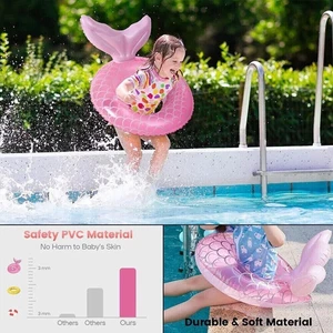 PINK MERMAID INFLATABLE WHEEL RING + CHILDRENS SEQUINE RING(BRAND NEW & SEALED) - Picture 1 of 5