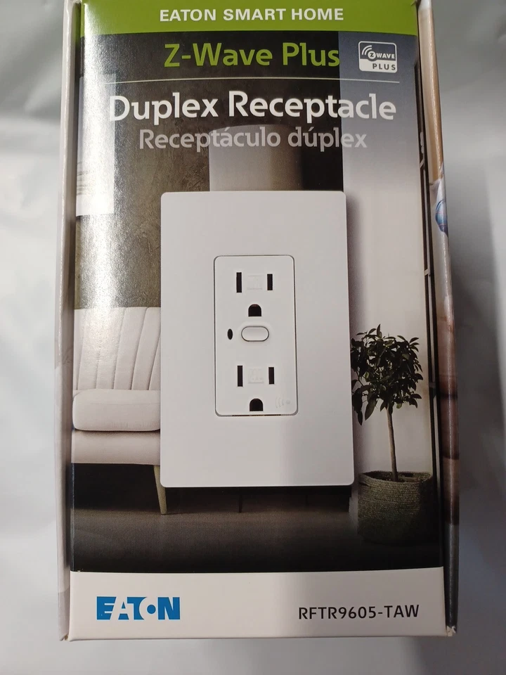 Eaton RFTR9605-TWS Z-Wave Plus Wireless Duplex Receptacle - White - Image 1 of 4