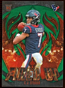 2023 Panini Phoenix CJ Stroud 1/15 RC Rookie Fired Up Green Refractor Texans - Picture 1 of 2