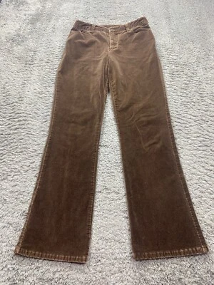 Newport News Jeanology Pants Women 10 Brown Velvet Velour Flare High Rise Vtg - Image 1 of 4