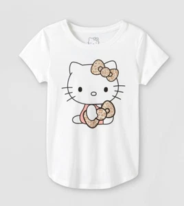 Hello Kitty T-Shirt Girl's XL Leopard Bows NEW - Picture 1 of 2