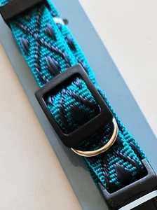 Turquoise Color Polyester Dog Collar - Size: Small / 10" - 16" / Adjustable - Picture 1 of 4