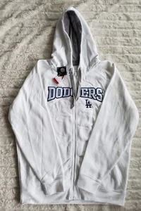 Los Angeles Dodgers MLB Antigua White Full Zip Fleece Hoodie Jacket Men's XL - Picture 1 of 4