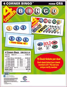 Nuevo 1 caja de boletos de tracción - Tarjetas de sello - 4 esquinas BINGO 1995 cuenta - Imagen 1 de 2