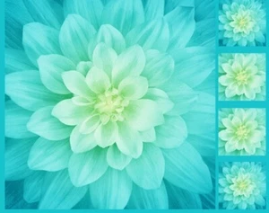 Shannon Hoffman Minky Cuddle Green Dahlia Flower Quilt Panel 46" x 58" - Picture 1 of 1