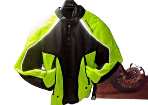 Motorcycle Jacket Men's L Yellow Black Scorpion Hi-Viz Velocity fleece liner HB - Picture 1 of 8