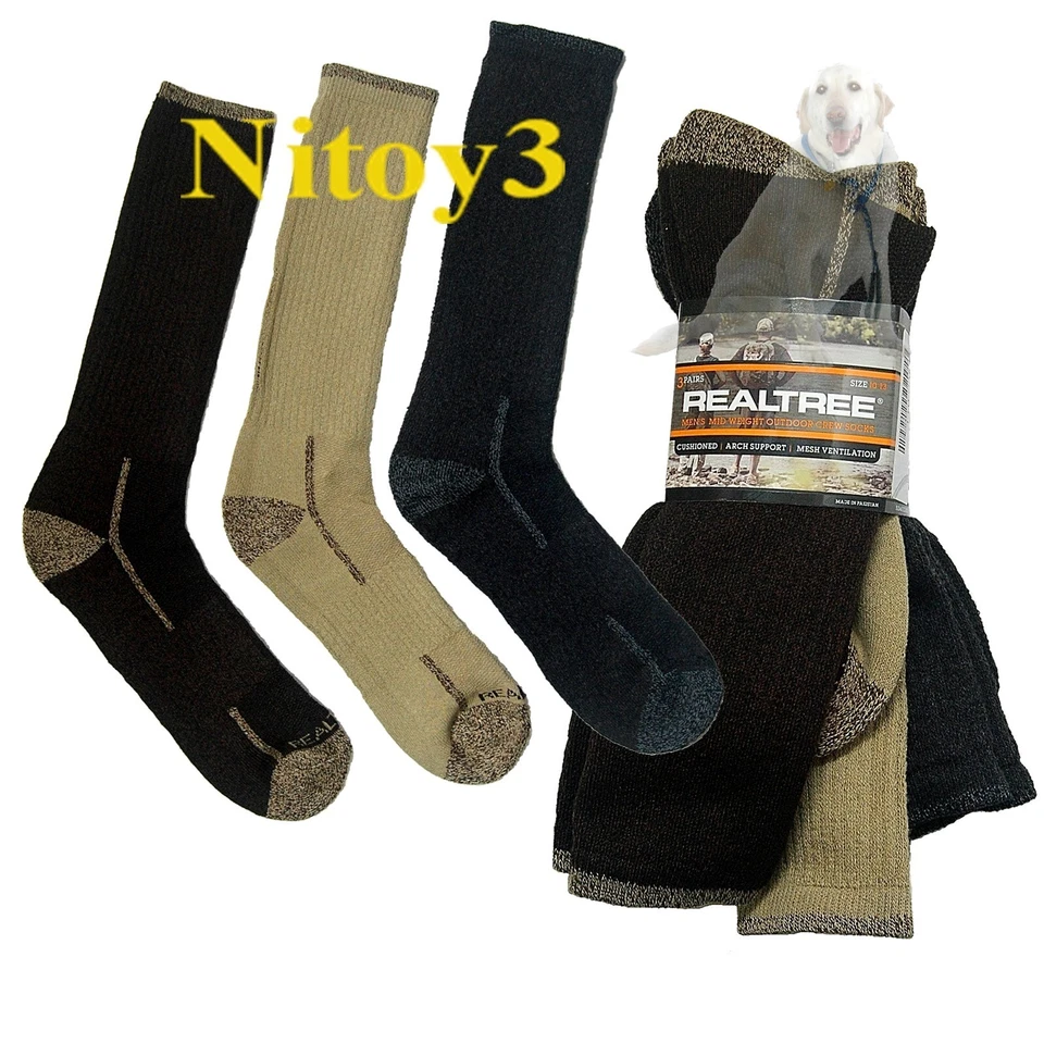 Realtree Full Cushion Hunt-Outdoor Socks-Mid Calf 3-Pack Men Large: 10-13 - Image 1 of 1