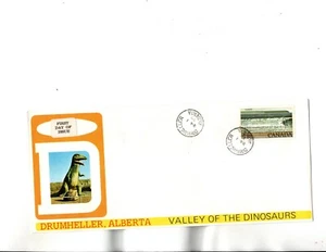 Sc#726 $1.00   FDC DRUMHELLER,AB-Valley of  the DINOSAURS  cachet - Picture 1 of 3