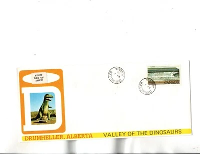 Sc#726 $1.00   FDC DRUMHELLER,AB-Valley of  the DINOSAURS  cachet - Image 1 of 3