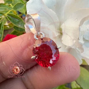 Natural Certified 12.65 CT Red Ruby Loose Gemstone Pendant In 925 Solid Silver - Picture 1 of 8