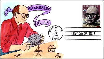 Scott 3870 37 Cents Buckminister Fuller Melissa Fox Hand Painted FDC 3 Of 6 - Image 1 of 2