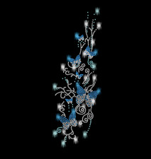 RHINESTONES 7 BUTTERFLIES IRONING PICTURE HOTFIX APPLICATION RHINESTONE BUTTERFLY BLUE