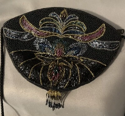Beautiful Beaded Crossbody Coin Purse  Bag.8.5” Magid Evening Wear - Image 1 of 4