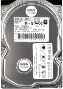 Hard Fujitsu MPF3204AT 20.4GB 5400U/Min Pata Ata Ide 512KB Cache 3.5 " Inch - Picture 1 of 3