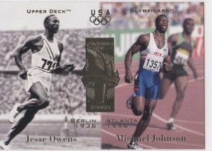 Tarjeta olímica de verano de cubierta superior Jesse Owens & Michael Johnson 1996 EQUIPO SPRINTER EE. UU. - Imagen 1 de 2