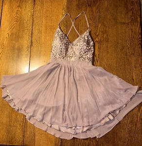 PromGirl Fairy Dress Formal Homecoming Prom Short Tulle Strappy Mocha Large - Picture 1 of 13