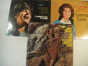 3 Loretta Lynn LPs, Don't Come Home, Singin' With Feeling, Your Squaw shrink - Imagen 1 de 5