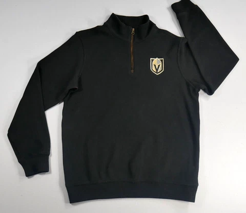 NHL Vegas Golden Knights Black 1/4 Zip Pullover Sweater Hockey Mens Size Medium Cover