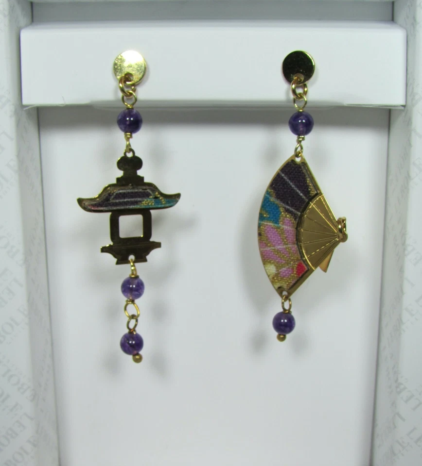 Orecchini Ventaglio Argento Mini Viola - Immagine 1 di 1