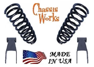 1999-2007 Ford F250 F350 Gas 2WD 2" Drop Lowering Coil Springs 2" Shackles Kit - Picture 1 of 1