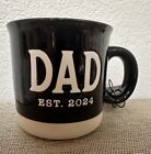 DAD EST. 2024 20oz Coffee Mug Glossy Black w/ Stoneware Bottom NEW Father’s Day