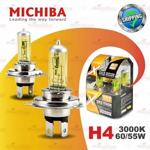 2x H4 472 MICHIBA Scheinwerfer Halogen AutoLampen 2300K GELB Yellow NEBEL LICHT - Picture 1 of 10