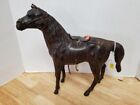 Vintage Paper Mache Leather Wrapped Brown Horse Statue Figure W/ Saddle 13?