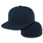 Navy Blue Fitted Flat Bill Plain Solid Blank Baseball Cap Caps Hat Hats 7 SIZES