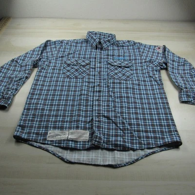 Camisa Balwark Para Hombres Extra Grande Azul Marrón FR Abotonada Resistente al Fuego Ropa de Trabajo Foto 1 de 4