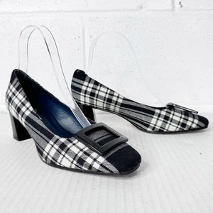 Michele Lopriore tacco taglia 36 tartan plaid tweed punta quadrata donna - Foto 1 di 9