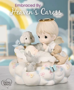 ✤ Neu PRECIOUS MOMENTS Figur HIMMELSENGEL BABY Säugling Hund Lamm Bluebird Hase - Bild 1 von 7