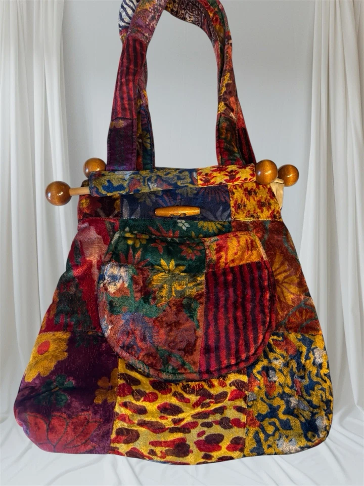 VTG  whimsigoth velvet purse Flaws- Minor Sewing Needed Boho Hippy Funky - Image 1 of 4