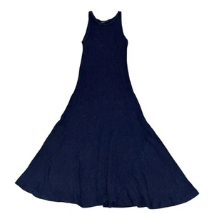 Polo Ralph Lauren Waffelstrick Maxikleid blau ärmellos Tank A-Linie Gr. XL - Bild 1 von 10