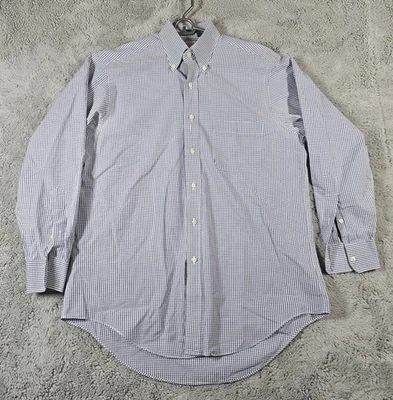 J Press Dress Shirt Mens 15 32 Blue White Check Made in USA Button Down 28-41-8 - Image 1 of 4