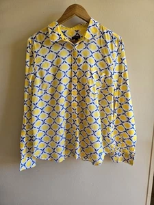 Damen Talbots gelb blau Knopfleiste adrette College Kleid Shirt Größe 16 - Bild 1 von 9
