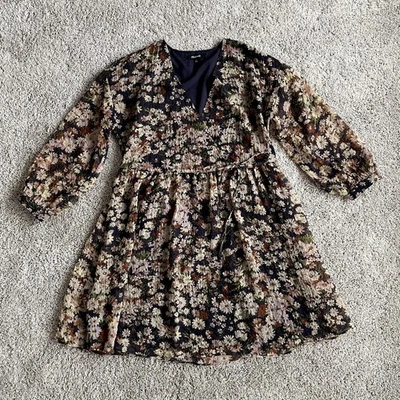 Vestido envolvente sintético con cordón Madewell talla S floral Foto 1 de 4