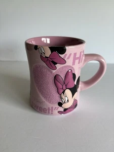 Tazza da caffè Disney Minnie Mouse cuori rosa testurizzati glitterati - Foto 1 di 6