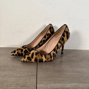 JCrew Leopard Animal Print Kitten Heels Pumps Made In Italy Women’s 5 Calf Skin - Picture 1 of 7