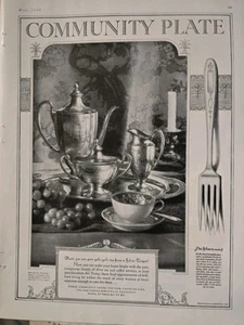 Juego de tetera Oneida Community 1926 plato de plata crema azúcar anuncio de colección - Imagen 1 de 1