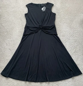 Abito donna Lauren Ralph Lauren twist davanti in jersey nero midi nuovo con etichetta - Foto 1 di 10