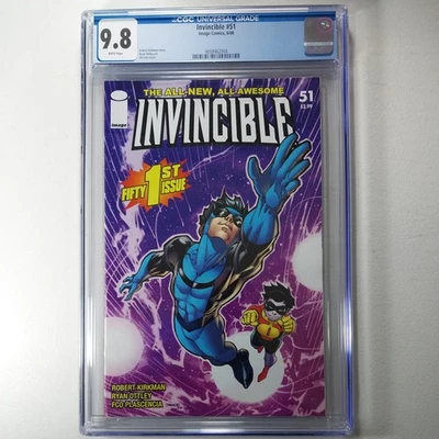 INVINCIBLE #51 CGC 9.8 Intro of Blue Suit, 1st App Kid Omni-Man, Top Pop 2008 WP - Image 1 of 4