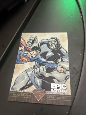 Jezreel Rojales  ,Superman Vs Darksied Epic Battles DC 2012 Sketch Card. Figures - Image 1 of 4