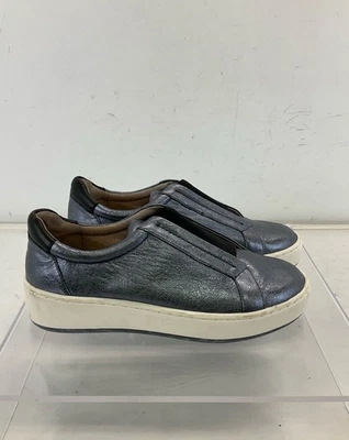 Donald Pliner Metallic Blue Crinkled Leather Slip-On Sneakers 6 - Image 1 of 4