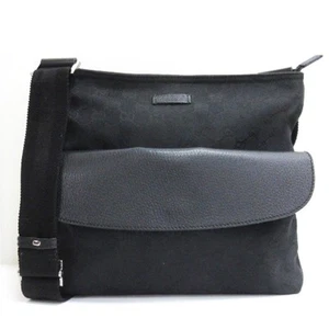 Gucci Gg Canvas Shoulder Bag Made In Italy 256100 Black Men'S Women'S - Picture 1 of 10