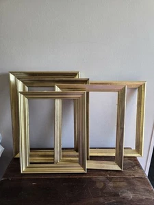 5er Set verzierte handbemalte Gold Holz Wandbehang Bilderrahmen Galerie Deko  - Bild 1 von 12