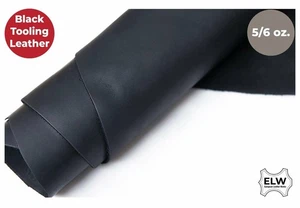 Import Tooling Full Grain 100% Cowhide Leather Piece 24"x24" 2.0mm 5/6oz BLACK - Picture 1 of 9